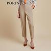 PORTS Women's Fawn Brown Slim-Fit Casual Pants