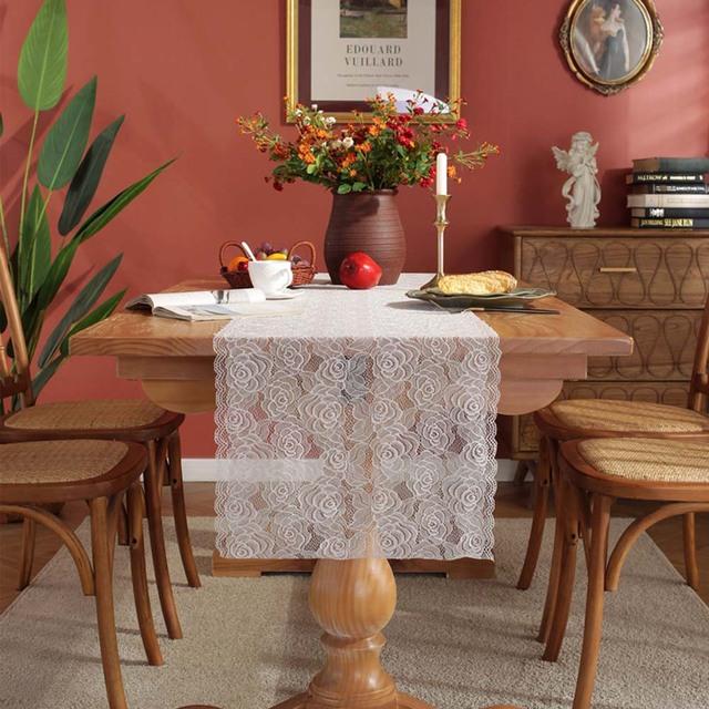 

Черная кружевная дорожка для стола Французская романтика Белые дорожки для стола Домашний ресторан Отель Фестиваль Обеденный стол Свадебная вечеринка Декор 40x90cm белый