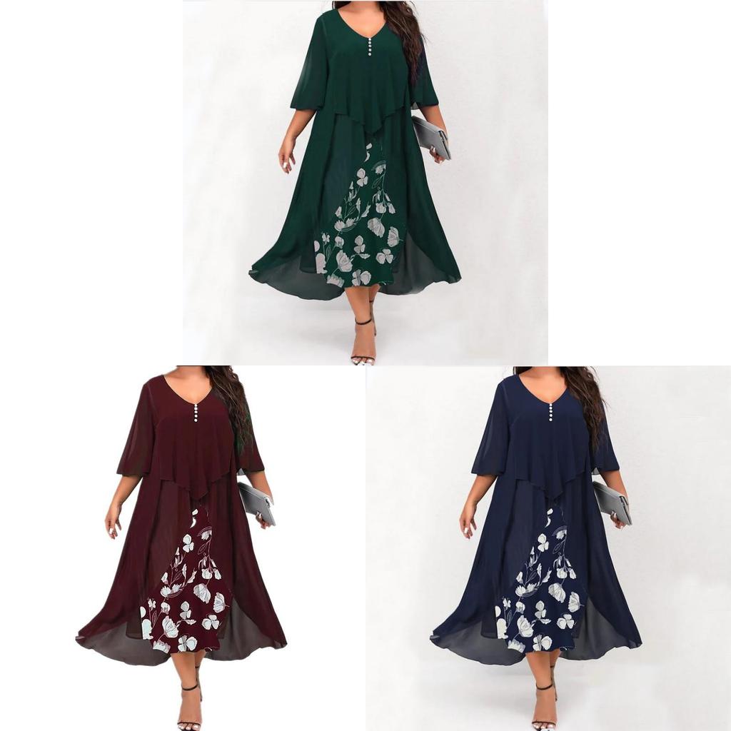 Elegant V Neck Chiffon Dress With Ruffled Skirt For Spring Womens Casual Wear