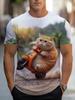 Funny Cat Pattern Men's T-Shirt Animal 3D Printed Graphic Tshirts Short Sleeved Tops O-Neck Oversized Tees Men Summer Clothes