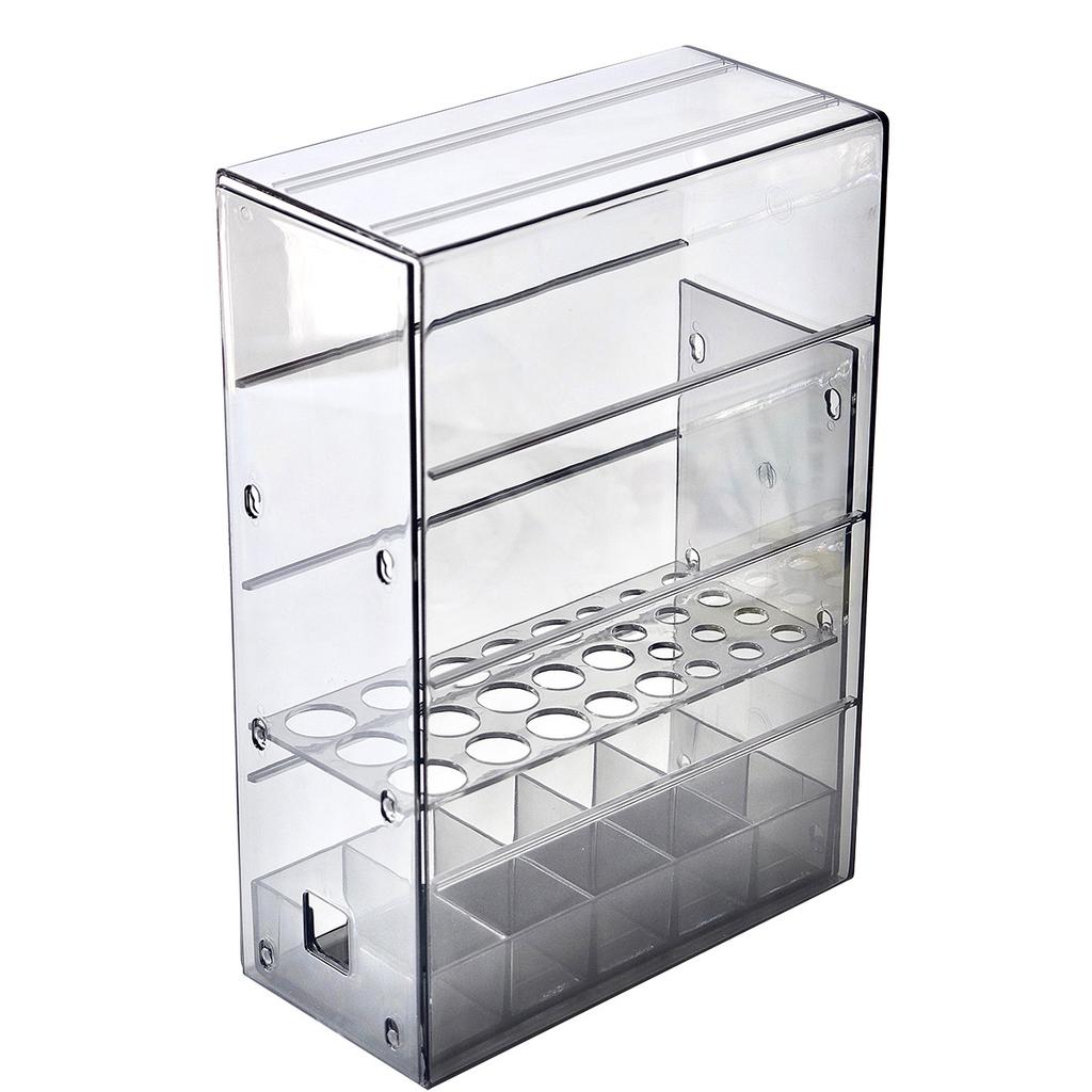 Makeup Brush Storage Box Lipstick Holder Divided Eyebrow Pencil Storage Rack Big Capacity Dustproof Dressing Table Brush Holder