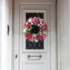 15.7inch Spring Wreath Artificial Flower Wreath with Tulips Mothers Day Valentine's Wreaths for Wall Window Party Wedding Decor