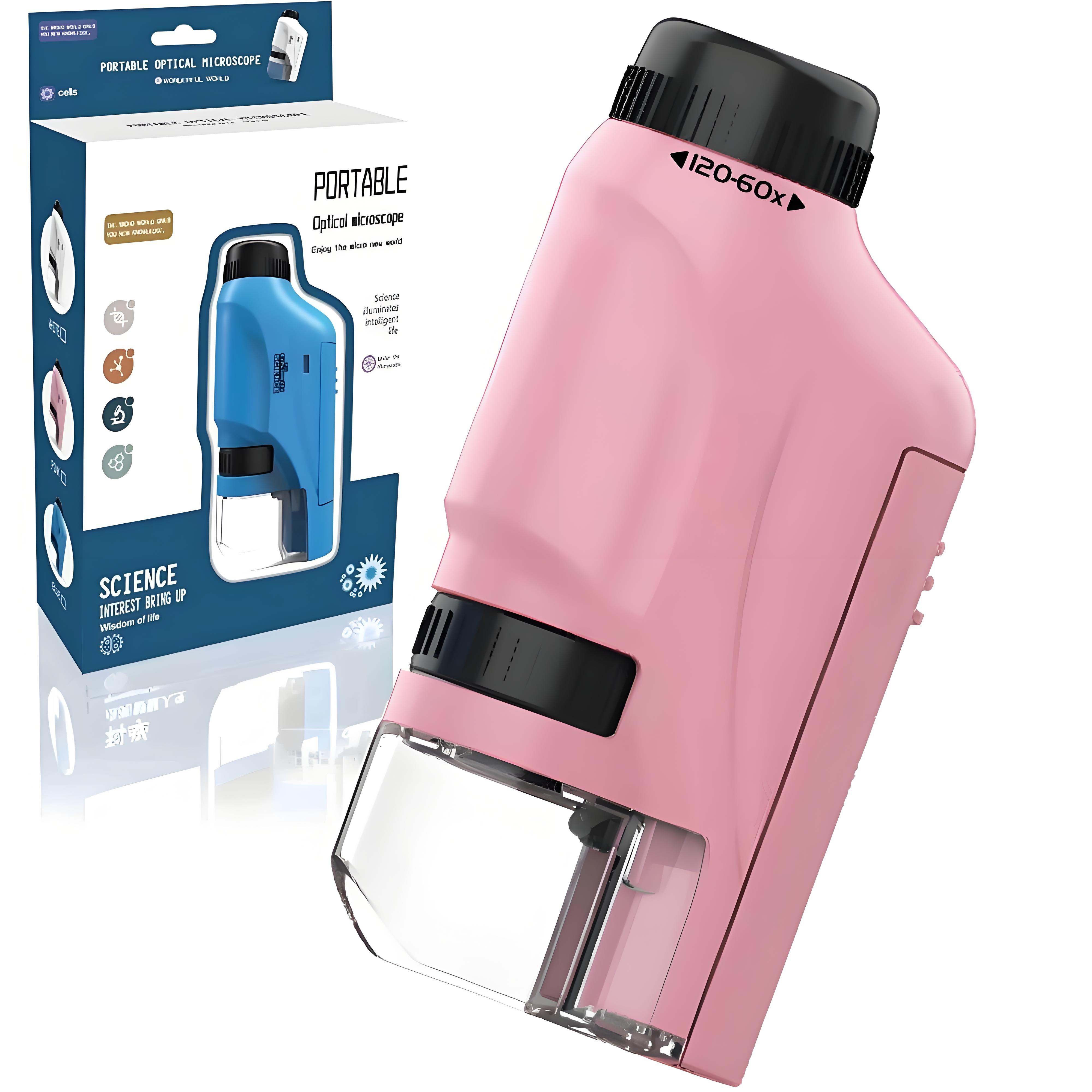 

Pocket Microscope for Kids 100x Magnification | Portable Outdoor Explorer Tool | STEM Educational Gift for Ages 6-12 рожевий