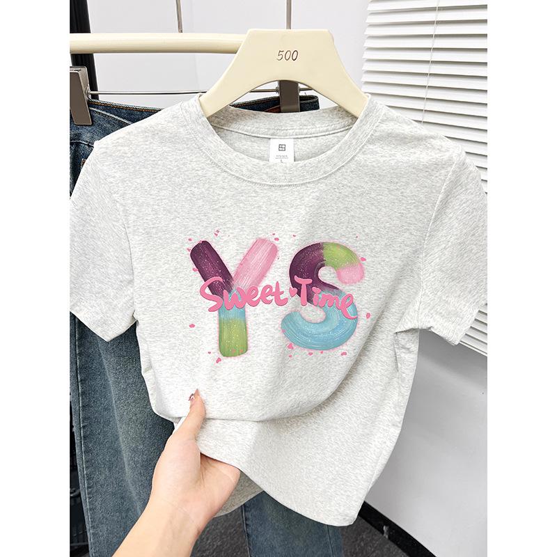

Women s Short Sleeve Letter Print T-shirt - Summer Trend, Versatile, Classic Round Neck, Slimming Fit 3XL