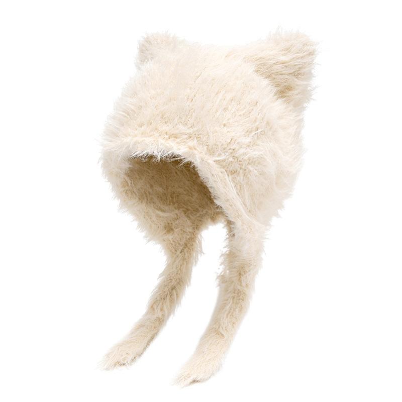 Plush Bear Hat Women's Autumn Winter Hat Ear Protection Hat Warm Wool Hat