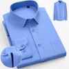 Men's Bamboo Fiber Long Sleeved Wrinkle-Free Comfortable Breathable Fit Striped Solid Shirts Business Casual Blouses Plus Sized