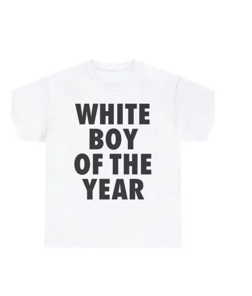 Biały Chłopak Roku Koszulka z Napisem Damska 2026 Zabawne Graficzne Koszulki Meme Odważna Moda Streetwear Y2k Vintage Koszulka z Krótkim Rękawem Top