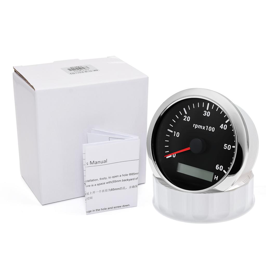 RPM Gauge 8000rpm 6000rpm 3K-8K 85MM Diesel Engine Tachometer REV Counter with LCD Digital Hourmeter 7Colors Backlight 12V/24V