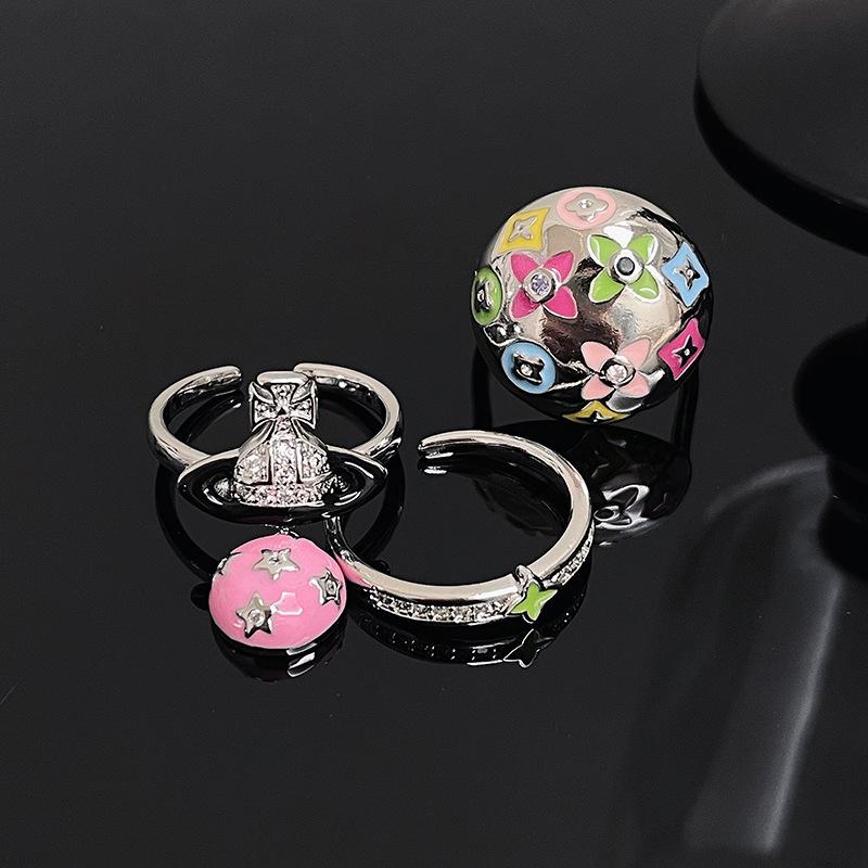 Dopamin Kleiner Duft Farb-Tropfen Glasur Offener Ring Nischen Design I Hohes Gefühl Leichter Luxus Saturn Planet Ring