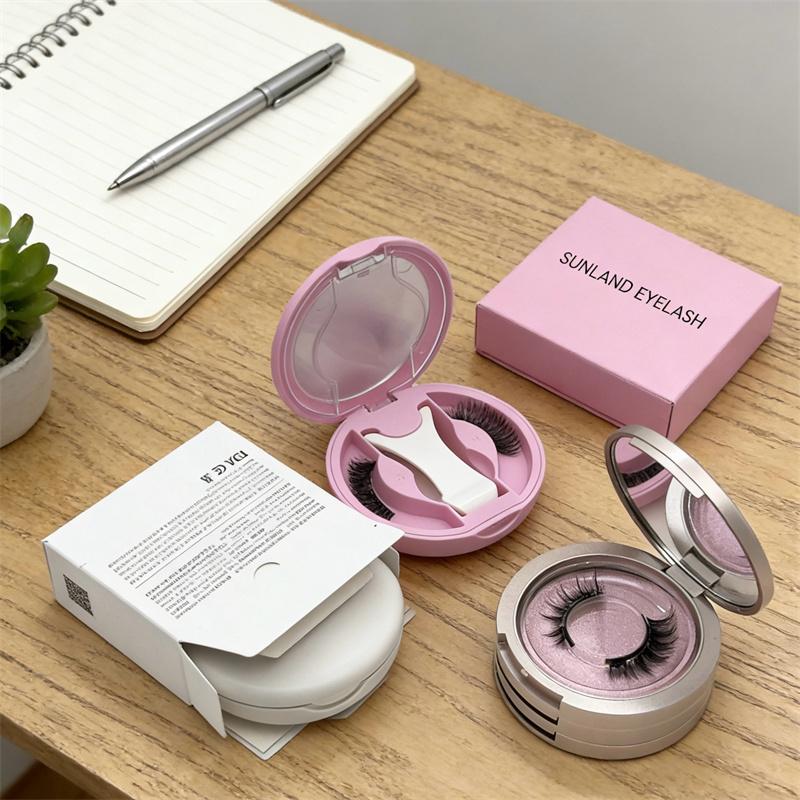 2026 Long Magnetic Lashes Faux Mink 3D Magnetic False Eyelash Applicator Set Black Cotton Band Cruelty-Free Reusable Packaging