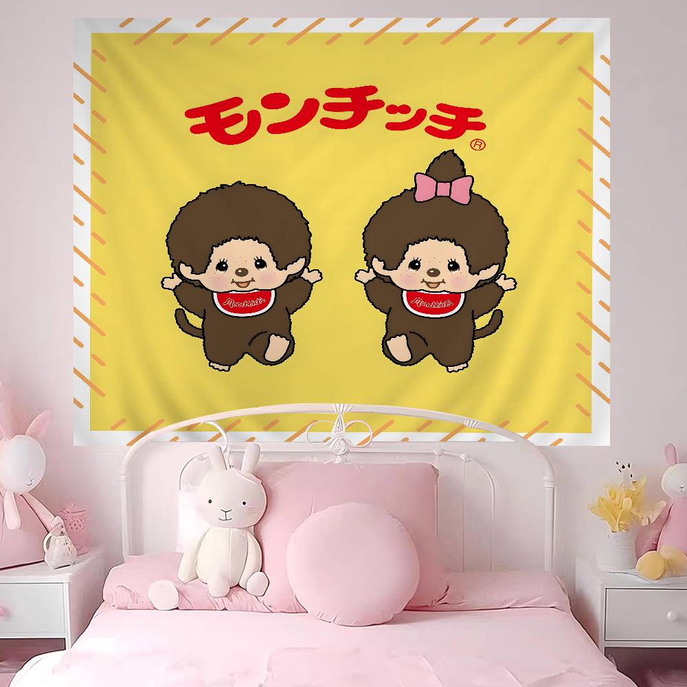 Cartoon MMMonchhichis Anime Hippie Wall Hanging Tapestries Bohemian Wall Tapestries Mandala INS Home Decor