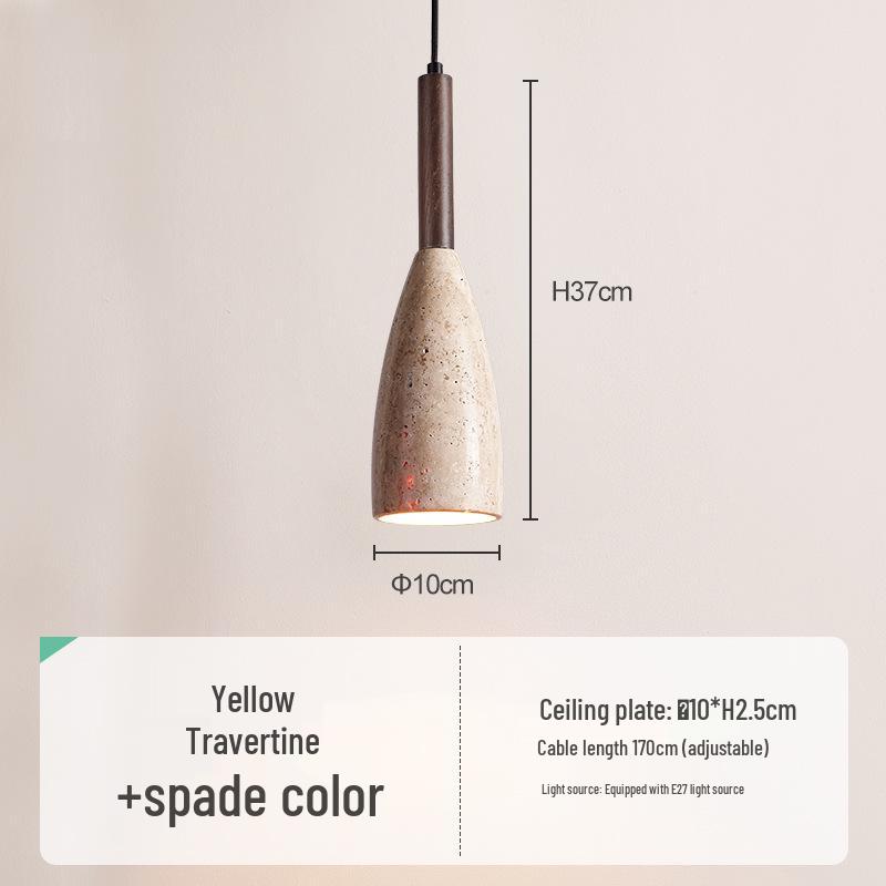 Yellow Travertine Pendant Light - Retro Cream Wabi-sabi Style for B&B, Restaurant, Bedroom, or Bedside.