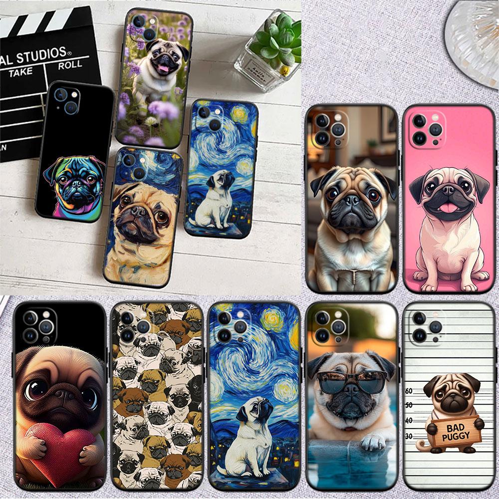 LO27 Cute Pug Dog Soft Shell Phone Case for Samsung Galaxy Note 10 20 S23 S24 S25 Ultra FE Plus Edge Lite A02S A35 A07 A17