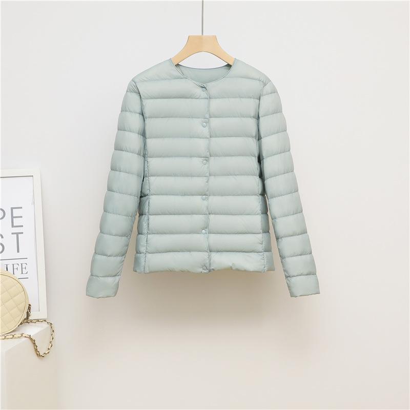 New Light and Thin Round Neck V-neck Down Jacket Women's Warm Liner Short Large Size Jacket Autumn and Winter Women's Collarless