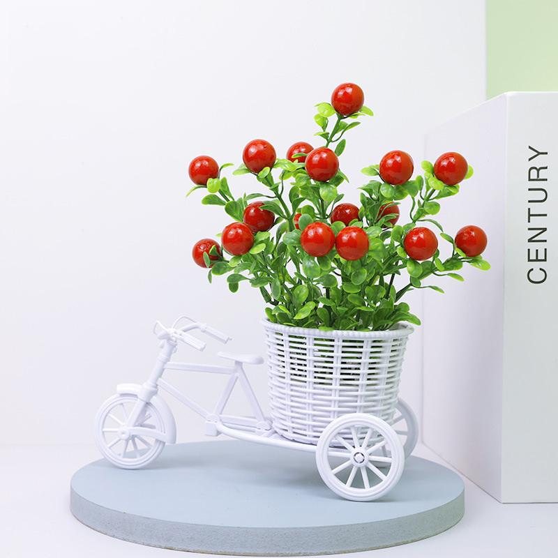 Simulation Flower Decorations Rattan Flower Basket Tricycle Bicycle Model Home Garden Wedding Party Decoration Romantic And Cute