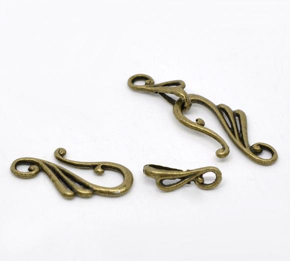 7 Set Fibbie a Leva in Lega di Zinco Componenti Musicale Bronzo Antico Fai da Te Creazione Gioielli 25mm x13mm 16mm x5.5mm