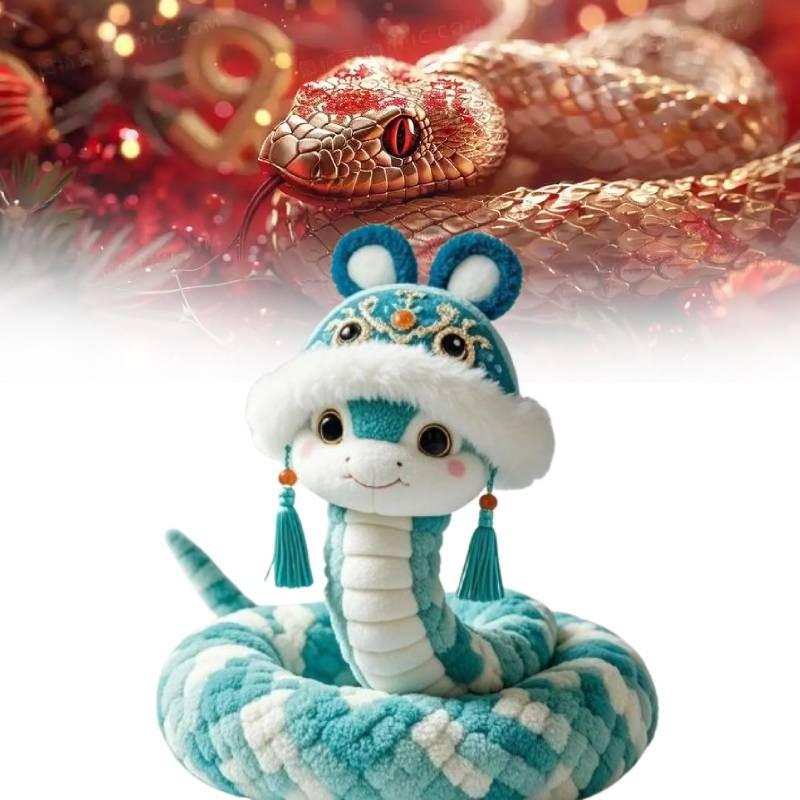 Of Year The Snake Mascot Blue Plush Toy Cartoon Stuffed Doll Decoration Gift