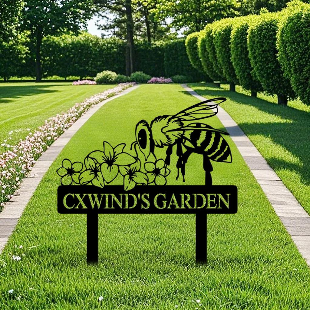 Metal Garden Sign Bee Decor Yard Art Personalized Gift