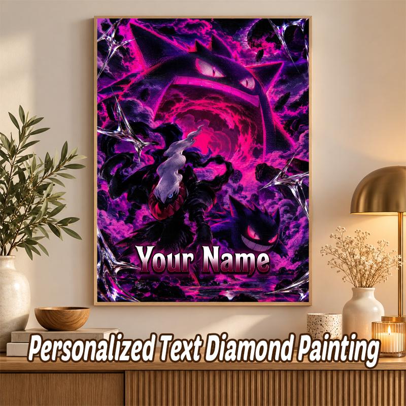 Gengar Custom Name Diamond Painting Personalized 5D Full Drill DIY Diamond Art Home Decor