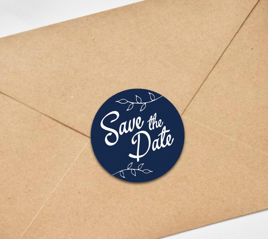 Darling Souvenir DIY 45 Pcs Dark Brown Leaf Vines Save The Date Stickers Round Envelope Seal-1.6