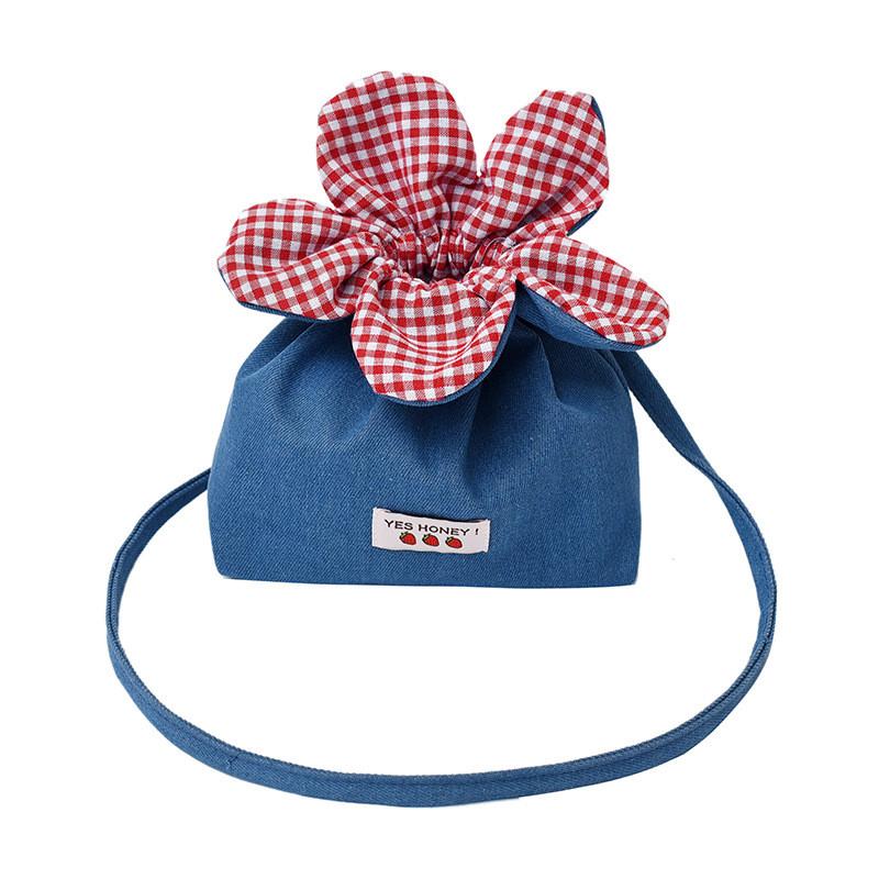 Denim Bucket Bag With Drawstring Closure For Casual Daily Use