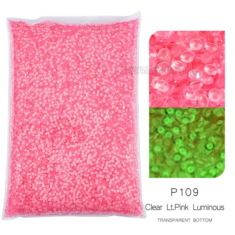 Round Resin Flat Bottom Drill Transparent Bottom Luminous Nail Drill Diy Mobile Phone Violent Bear Loose Diamond Accessories Accessories