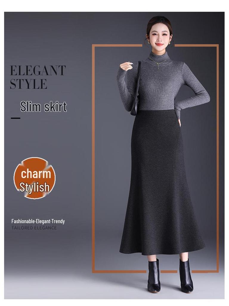 Collection Hiver 2025: Jupe Midi Moulante Queue de Poisson Taille Haute