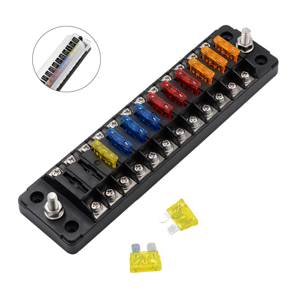 1 Unit 12 Boxes Fuse Box Fuse Marine Led Indicator Fuse Panel Cover and Fuse Automatic Replacement Fuse Block Directed Copper Screw