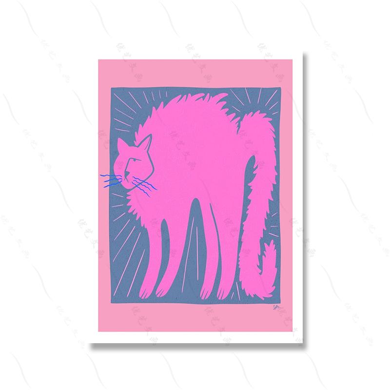 Fashion Smoking Cat Wall Art Pink Hipster Animal Cat Canvas Painting Nordic Posters And Prints Wall Picture For Kids Room Decor