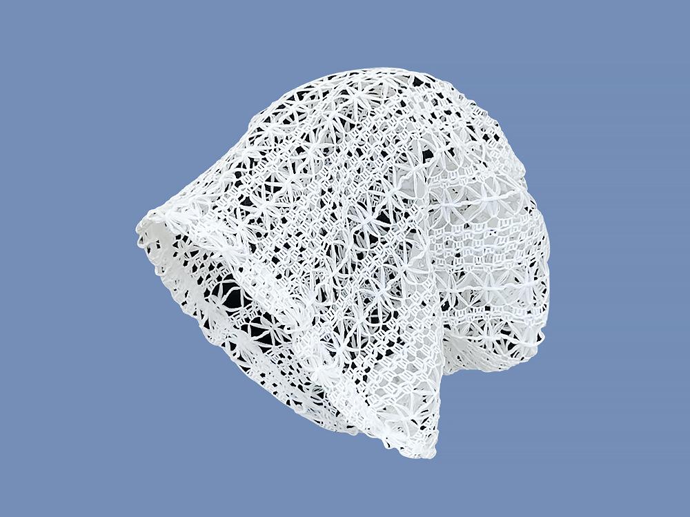 Handmade crochet hollow stacked hat for women, summer breathable vintage versatile pullover hat, loose face-flattering small hood trendy