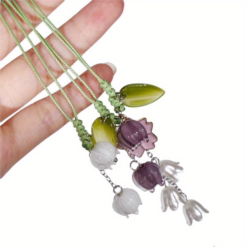 Cute Tulip Flowers Strap Lanyards Charms for Mobile Phone Case Keychain Car Key Chains Headset Cover Hang