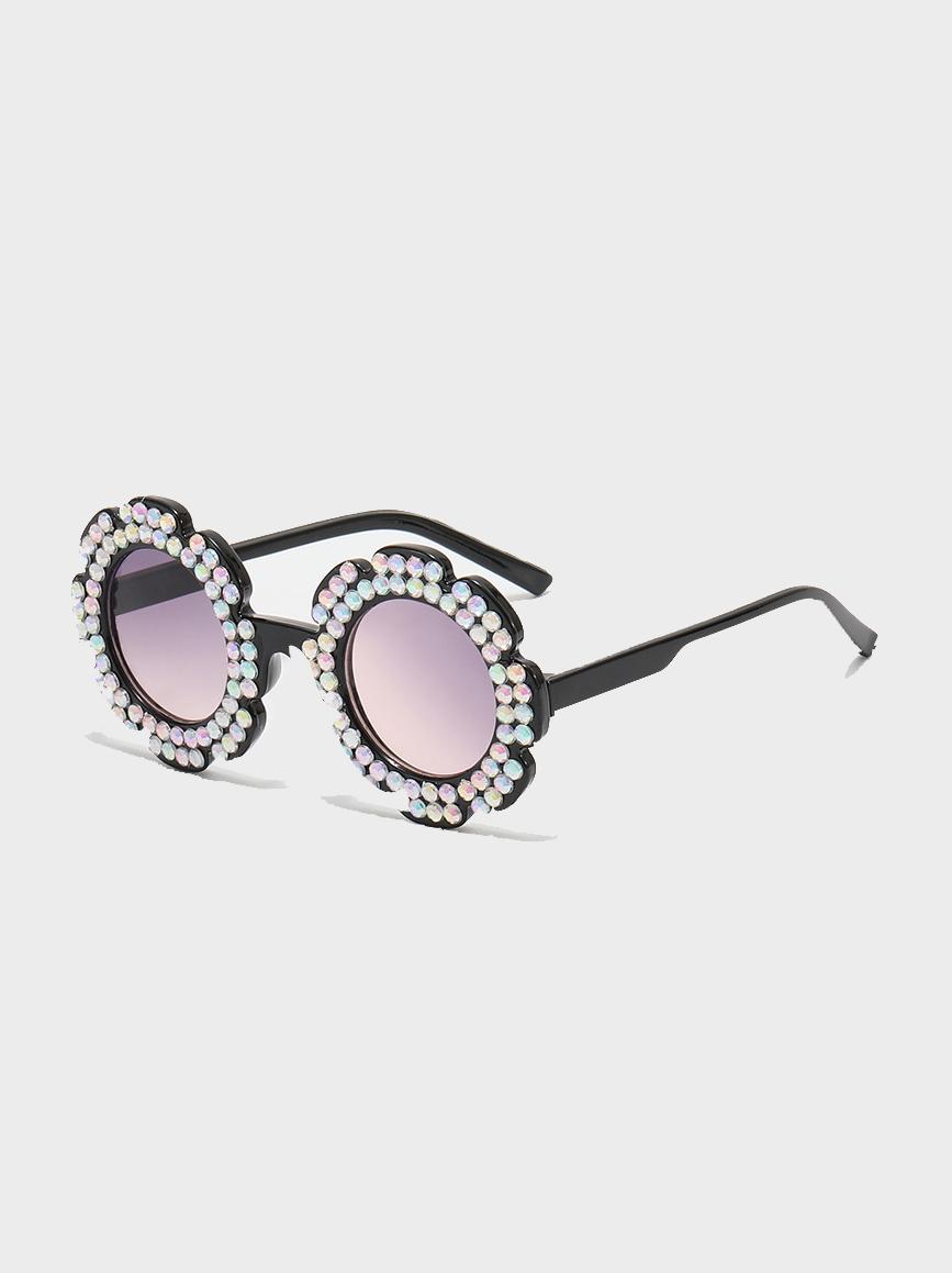 

2026 Flower Shaped Kids Sunglasses with AB Rhinestones Toddler Girl Party Favors Y2K Floral Rhinestone Sun Glasses KJ264
