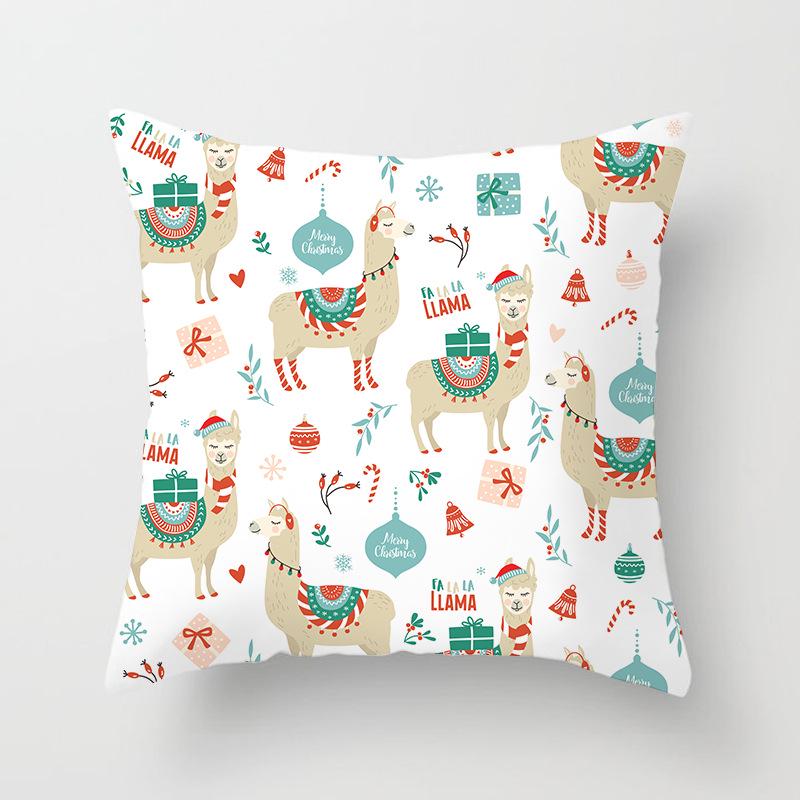 Ins Nordic Style Pillow Cover for Home Peach Skin Pillow Cartoon Animal Alpaca Car Pillow Sofa Cushion Cover