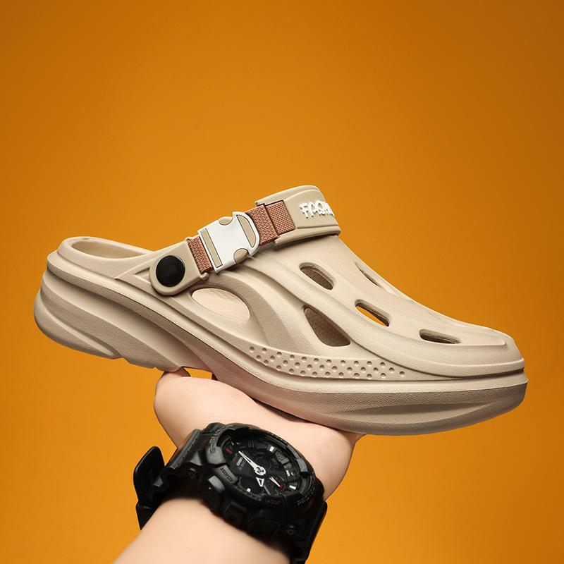 Hole shoes men's garden shoes summer driving dual-purpose casual breathable sandals bag head slippers soft-soled beach sandals