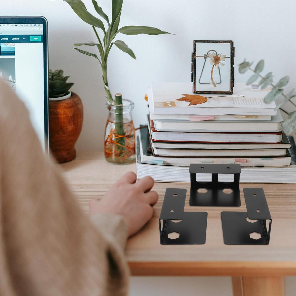 ERINGOGO Under-Desk Laptop Holder, 3-Pack, Storage Stand, Metal, Screws Included, Protective Pads, Laptop/Keyboard Mount Bracket, Space-Saving, Clamsh