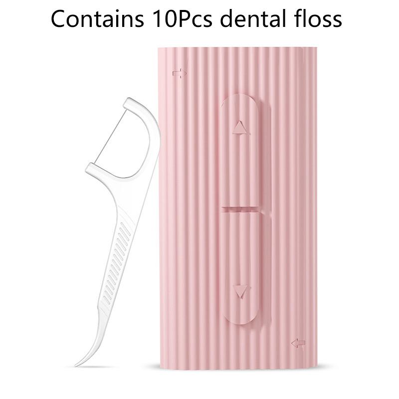 1Pcs Push Pull Dental Floss Dispenser Containing 10Pcs Floss Portable Dental Floss Storage Box Oral Hygiene Care Floss Pick
