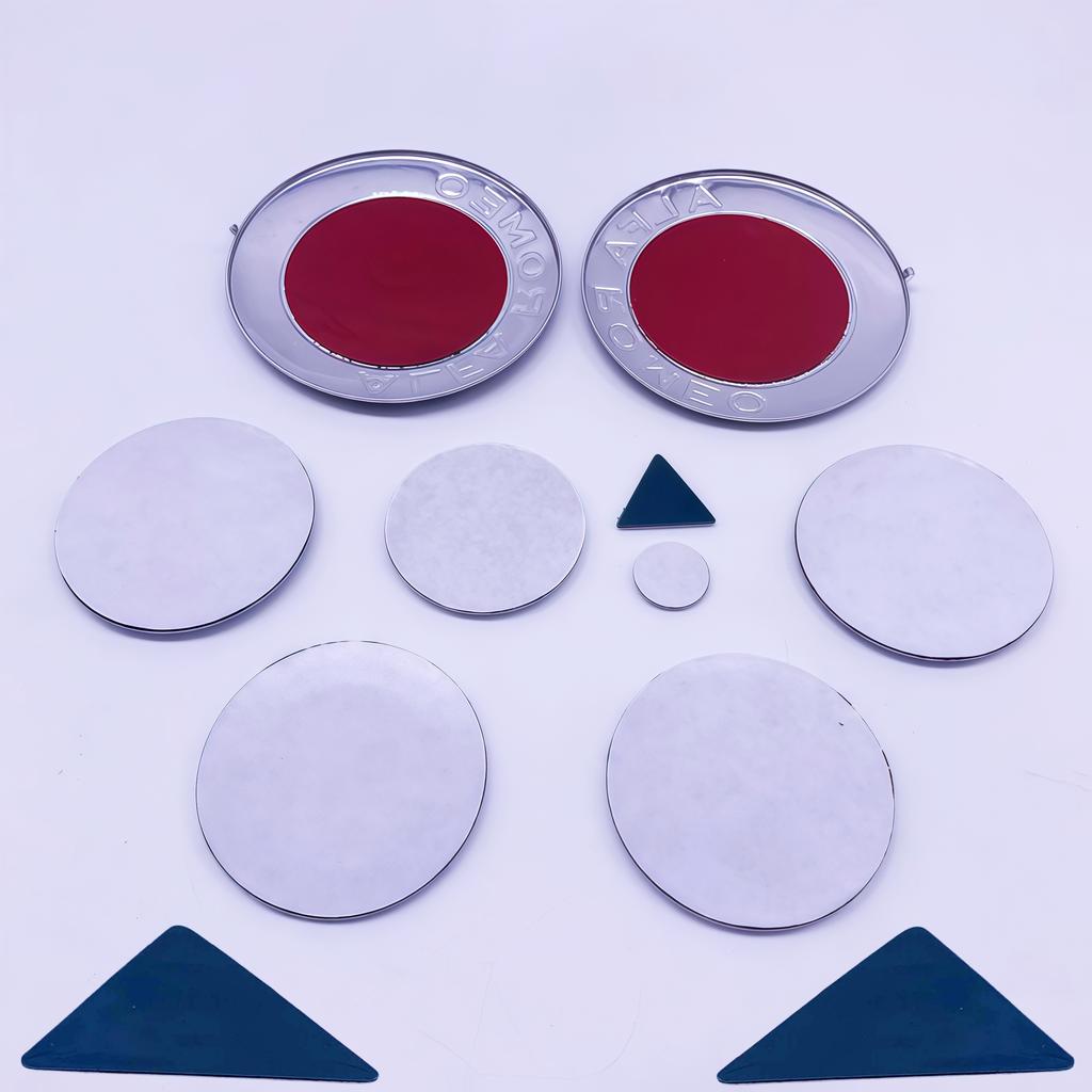 YDVU2 11pcs/sets 74mm 50mm 56mm 60mm For Alfa Romeo 147 159 Giulia Stelvio Mito Tonale Steering Wheel Stickers Car Hood Front Emblem