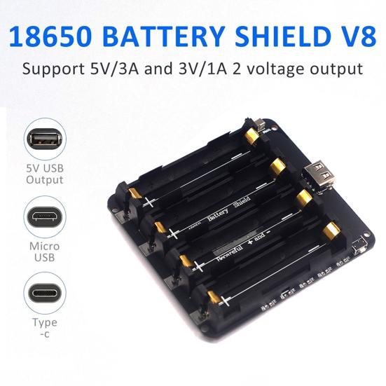 Battery Holder with LED Indicator USB Port Over-Temperature Protection Universal Battery Protection Holder for Raspberry Pi