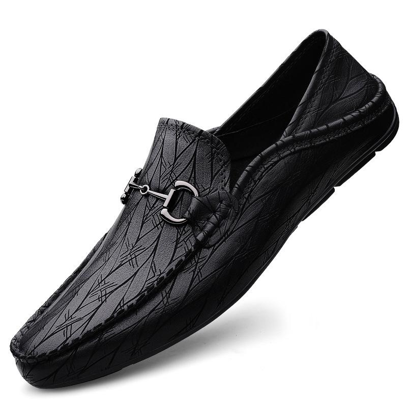 Einfache lässige Schuhe für Herrenfuß-Set, große Größe, Lederschuhe, schwarze Schuhe, Echtleder, Mützen-Schuhe für Herren 49