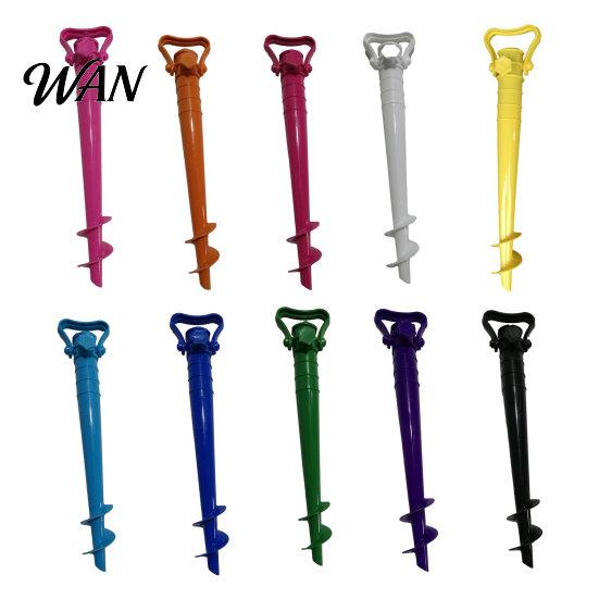 Triangular Handle Umbrella Stake 2Pcs Sun Base with Ground Stake, Screw-in Beach Heavy Duty Holder, Windproof Spiral Stand for Outdoor Yard