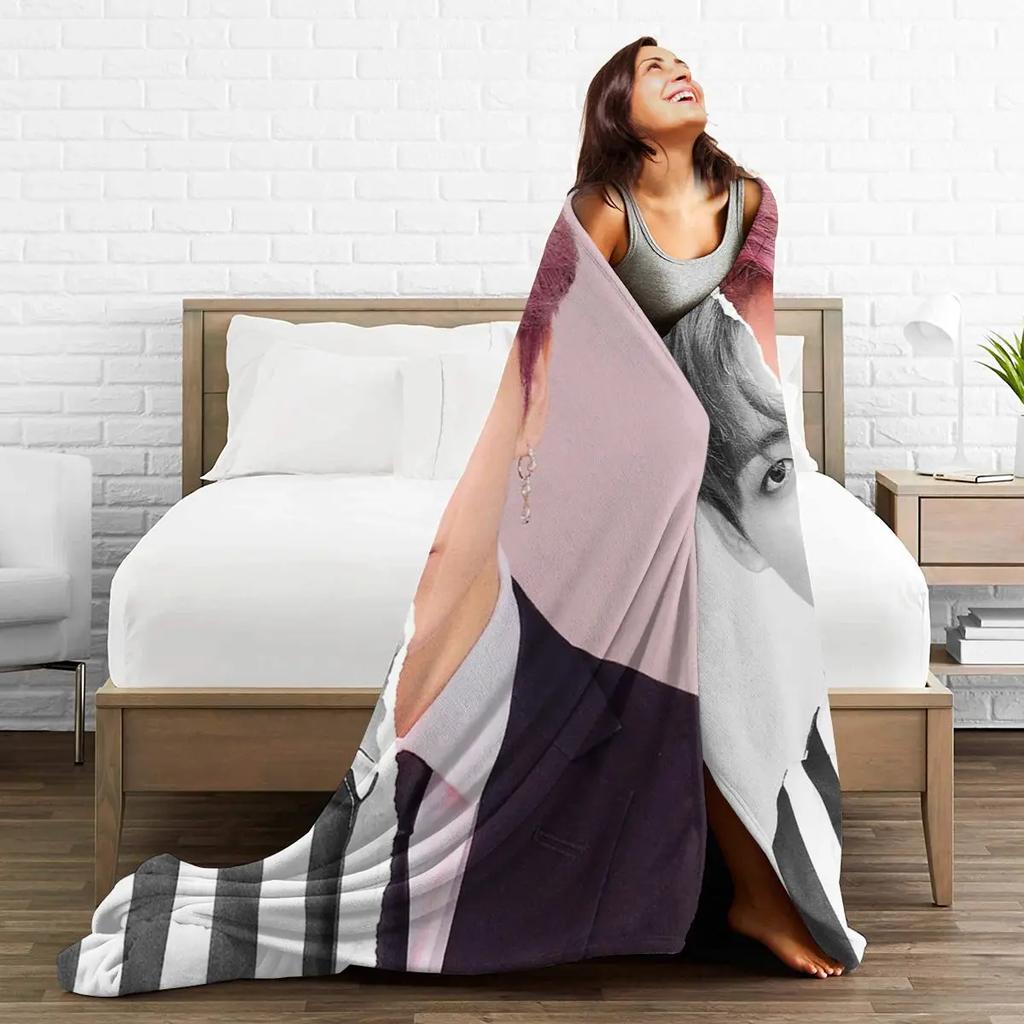 Jungkook Blankets Soft Warm Flannel Throw Blanket Plush for Bed Living Room Picnic Travel Home Sofa