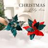 Christmas Flower Decor With Artificial Velvet Flowers For Holiday Tree Ornament Gift