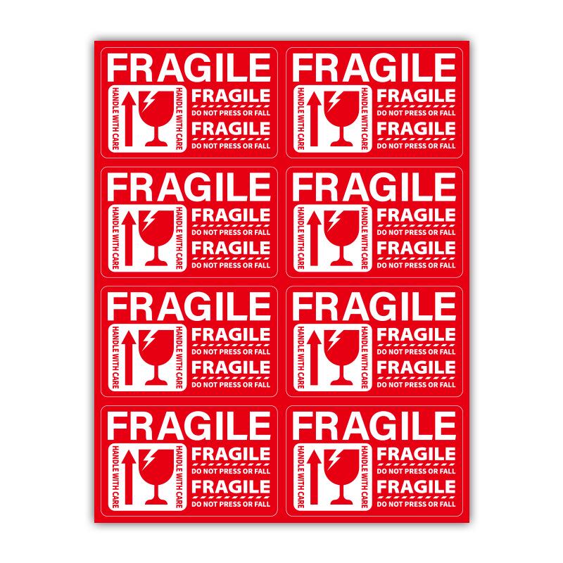 250 samoprzylepnych naklejek „Ostrożnie” - Traktować ostrożnie/Nie otwierać - Angielskie etykiety ostrzegawcze w stylu miedziorytu