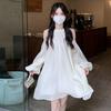 Off-the-shoulder Neck White Dress Women's Year New Spring Dress French Atmosphere Fairy Temperament Skirt Summer