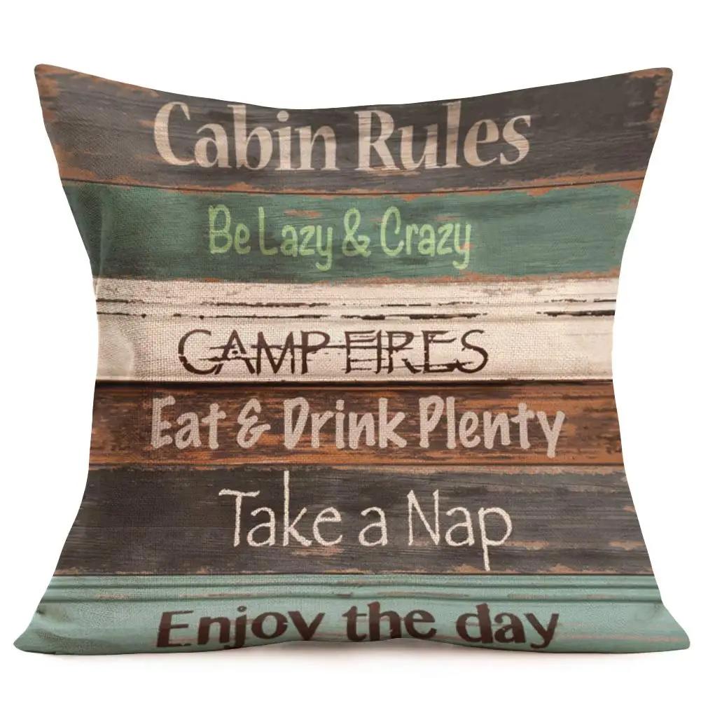 Retro retro style printed polyester pillowcase, living room sofa cushion cover, household pillow 40x40