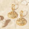 Vnox New Stainless Steel Sun Spiral Earrings for Women, Shell Imitation Pearl Earrings Minimalist Ear Jewelry Summer Beach Gift