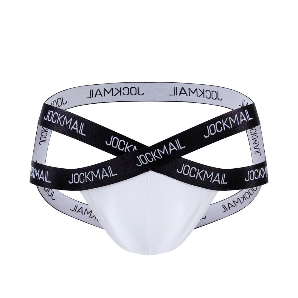 Jockstraps JOCKMAIL Sexy Cross Band mit Gummiband, Buchstabenaufdruck, einfarbig, Eisseide-Stoff, tägliche lässige Low-Rise Herren-Stringunterwäsche