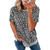2021 Independent Station Wish European and American Cross-border Women's Clothing, Summer Round Neck Leopard Print Short-sleeved T-shirt Top
