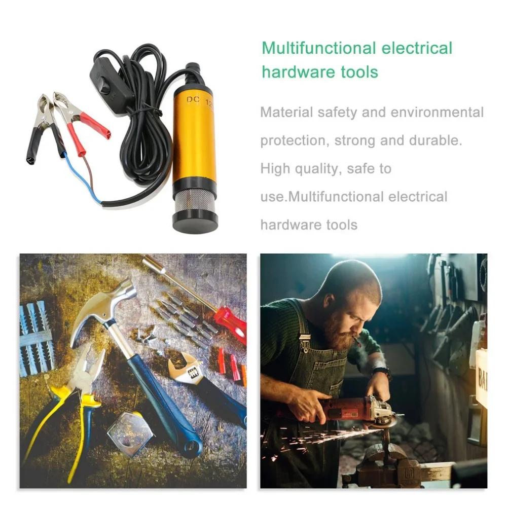 Car Electric Oil Pump Aluminum Alloy Shell 12L/min Portable 12V for Pumping Diesel Oil Water Submersible Fuel Transfer Pump 38Mm