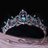 DIEZI Baroque Luxury Girls AB Red Green Blue Crystal Bridal Wedding Tiara Crown Bride Queen Headbands Hair Jewelry Accessories